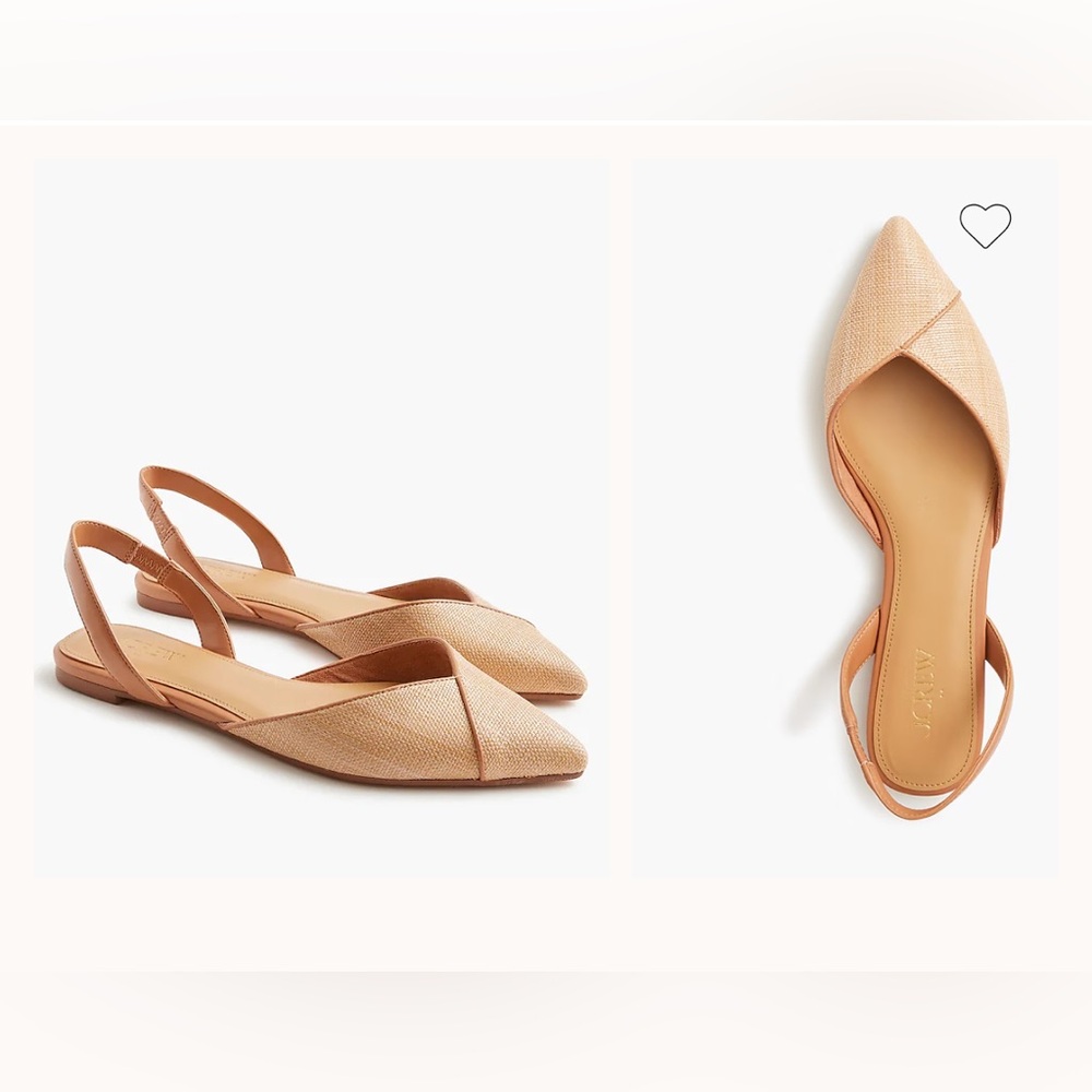 J. Crew Factory Flats, Tan Pointed Toe Slingback